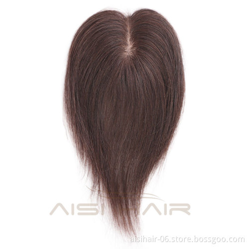 Aisi Hair Brazilian Human Hair 5x8 Toupee Breathable Silk Base Human Hair Toupee  Natural Black Cheap Women Toupee